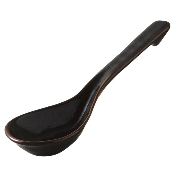 柚子黒天目 砂目型レンゲ 約17.8cm 黒系 中華食器・アジアン食器 レンゲ 磁器 スプーン 日本製 業務用 rs/59-048-A509