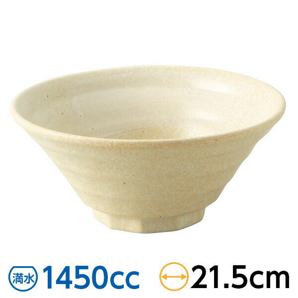 ラーメンだけでなく、うどん、そばなど使い勝手の良い器です。 ●型番：59-431-A508 ●サイズ（約）：直径21.5×9.5cm ●容量（約）：1450cc ●重量（約）：790g ●日本製 美濃焼 ●材質：磁器 ●レンジ可能　食洗機可能　オーブン不可 ※サイズは食器の厚みを含むサイズです。 ※サイズ・重量・容量・色味は多少の誤差がございます。 ※商品画像の小物はイメージです。商品には含まれません。 【中華食器・アジアン食器/ラーメン丼】【カラーから選ぶ/黄系/刷毛/15〜25cm】【かたちから選ぶ/切立丼】【サイズから選ぶ/6.5〜7.0】【容量から選ぶ/1400cc以上】 陶器屋プロは産地直送、だから格安の食器販売ができます。 陶器屋プロの食器は、陶磁器の生産シェア日本一を誇る岐阜県土岐市をはじめとする「美濃焼」が中心です。 美濃焼には伝統的な織部や志野をはじめ、織部・志野・黄瀬戸・染付け・赤絵・青白磁の器など様々あります。 他にも人気の波佐見焼・備前焼・有田焼や、おしゃれでモダンな器まで製作しており産地直送で格安で販売。 また、家庭用食器から飲食店で使う業務用食器まで、格安食器から陶芸作家の手造り作品など幅広く取り扱っております。 飲食店様の店舗開店・開業の際のトータルコーディネートや名入れ食器も対応いたします。 お探しの器がある方や、納期・数量・ご予算などご要望がございましたら何でもお気軽にご相談ください。ラーメンだけでなく、うどん、そばなど使い勝手の良い器です。 ●型番：59-431-A508 ●サイズ（約）：直径21.5×9.5cm ●容量（約）：1450cc ●重量（約）：790g ●日本製 美濃焼 ●材質：磁器 ●レンジ可能　食洗機可能　オーブン不可 ※サイズは食器の厚みを含むサイズです。 ※サイズ・重量・容量・色味は多少の誤差がございます。 ※商品画像の小物はイメージです。商品には含まれません。 【中華食器・アジアン食器/ラーメン丼】【カラーから選ぶ/黄系/刷毛/15〜25cm】【かたちから選ぶ/切立丼】【サイズから選ぶ/6.5〜7.0】【容量から選ぶ/1400cc以上】 陶器屋プロのラーメン丼について 【ラーメン丼・ラーメン丼受け皿・レンゲ】 おしゃれなラーメン丼ぶりが沢山あります。日本製の北欧柄も人気。らーめんどんぶり・ラーメン鉢ともいいます。 サイズ展開も充実しており、直径25cmくらいの大きなラーメン丼ぶりから直径16cm位のサイズまであります。 一般的に、16cm位はそばやうどんやラーメンにお使いいただけるコンパクトサイズ。 19cmから22cm位は、具材やトッピングもきれいに盛られるサイズ。 22cm以上は、大盛りや1.5倍・1.2倍としてお使いいただけます。 ラーメンレンゲは、器に引っかかるタイプもあります。 色柄も豊富・材質も陶器・強化磁器（割れにくい）・メラミンとあります。 ラーメン受け皿は、白磁・赤・黒の三色。ラーメン専門店様御用達のお品。