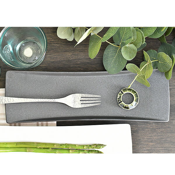 グルメスタイル 黒マット31cm長角プレート 約30.5cm 黒系 和食器 長角大皿 日本製 美濃焼 業務用 g-234..