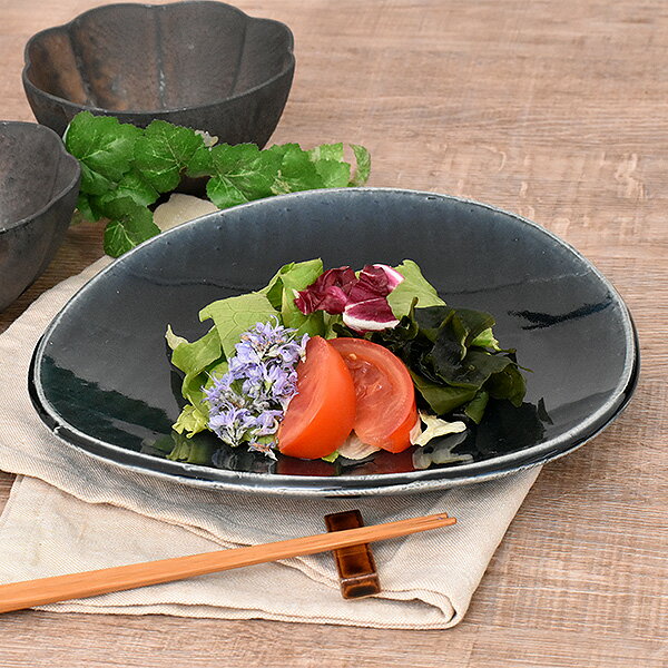 Mino Ware - グルメスタイル 藍楕円たわみ8寸皿 約23.8cm 青系 和食器 変形皿 日本製 美濃焼 業務用 おしゃれ モダン g-1938-06-sp02