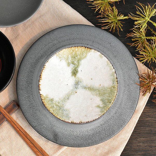 木制 - グルメスタイル グリーン流しリム皿 約18.3cm 和食器 向付 日本製 美濃焼 業務用 カフェ風 おしゃれ モダン g-1938-08-sp02