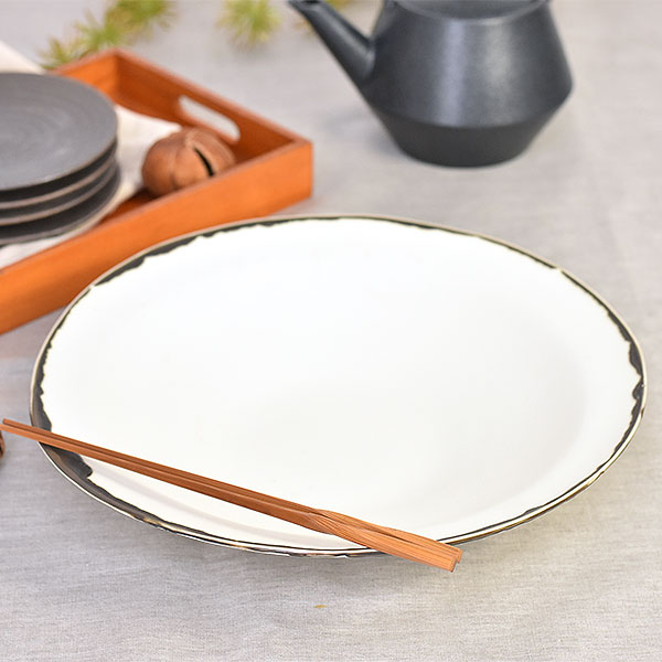 Mino Ware - グルメスタイル 金釉流し白大平鉢 約28.2cm 白系 和食器 大鉢 日本製 美濃焼 業務用 g-2336-02-sp02