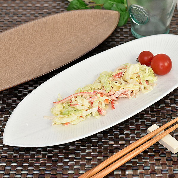 樂天商城 - グルメスタイル モア白32cm長皿 大 約32cm 白系 和食器 変形皿 日本製 業務用 g-2217-01-sp02
