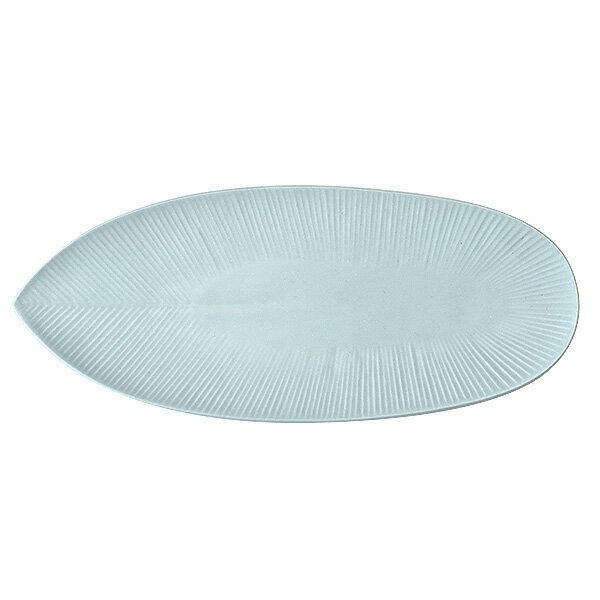 其它 - グルメスタイル モア淡ブルー32cm長皿 大 約32cm 青系 和食器 変形皿 日本製 業務用 g-2217-13-sp02