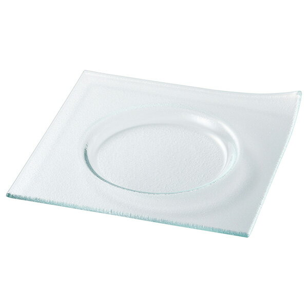 クリア 20cmスクエアーベンドリム丸皿 約19.8cm 洋食器 ガラス製プレート トルコ製 業務用 皿 ボウル 角皿 ケーキ皿 デザート 前菜 レストラン ホテル＆レストラン おしゃれ 54-g2770364