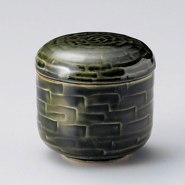 織部 むし碗 約7.8cm 緑系 和食器 むし碗 日本製 美濃焼 業務用 蒸し碗 茶碗蒸 茶碗蒸し 蒸し器 京会席 懐石 熱々 ふたつき 蓋 ふた付 レストラン 和食屋 28-113-098-to