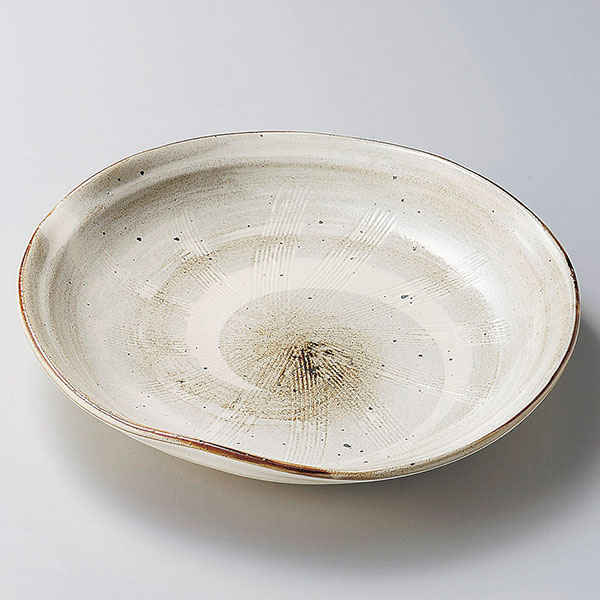 白渦片口8.0大皿 約24.5cm 白系 和食器 丸中皿 日本製 業務用 28-208-058-ne