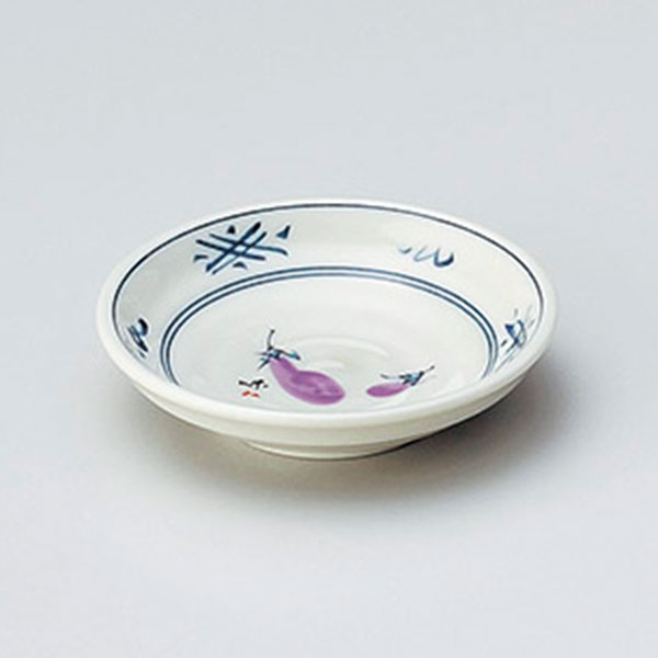 Mino Ware - 野菜小皿ナス 約9.6cm 白系 和食器 小皿 日本製 美濃焼 業務用 取り皿 プレート 小皿 豆皿 醤油皿 薬味皿 お菓子皿 漬物皿 プレート おしゃれ 29-231-249-i