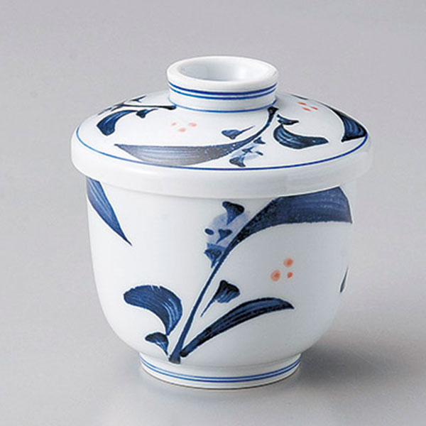 清里 京型むし碗 約7.5cm 青系 和食器 むし碗 強化 日本製 美濃焼 業務用 白 ブルー 茶碗蒸し 蒸し物 蒸し料理 創作料理 和食 和 和物 おもてなし料理 国産 産地直送 器 うつわ 28-114-158-ka