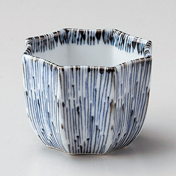 Mino Ware - 八角十草小鉢 約8.5cm 青系 和食器 小付 日本製 美濃焼 業務用 29-082-079-mi
