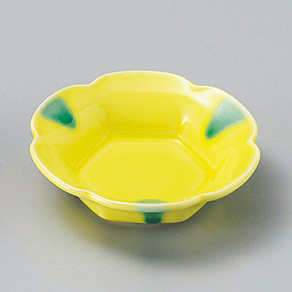 黄釉グリーン流六ツ山 約11cm 黄系 和食器 松花堂 日本製 美濃焼 業務用 煮物 和え物 酢の物 季節の料理 旅館 飲食店 レストラン理 28-097-078-mi