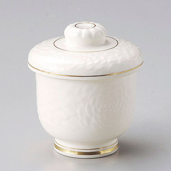 高麗菊唐草彫むし碗 約6.8cm 白系 和食器 むし碗 日本製 美濃焼 業務用 蒸し碗 茶碗蒸 茶碗蒸し 蒸し器 京会席 懐石 熱々 ふたつき 蓋 ふた付 レストラン 和食屋 28-111-228-miのサムネイル