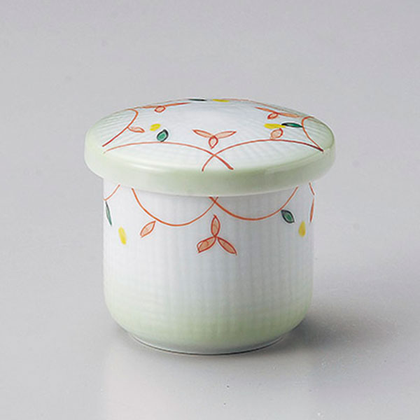 小花ミニむし碗 約6.6cm 白系 和食器 むし碗 日本製 美濃焼 業務用 蒸し碗 茶碗蒸 茶碗蒸し 蒸し器 京会席 懐石 熱々 ふたつき 蓋 ふた付 レストラン 和食屋 28-116-148-mi