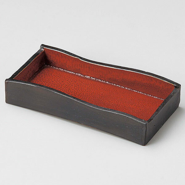 Wooden - ジャパネスク 長角突出皿 小 約19.8cm 黒系 和食器 長角皿 黒い器 日本製 美濃焼 業務用 29-128-099-ka