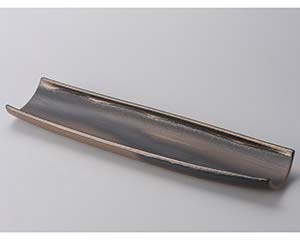 金彩 手造トレー 大 約49.5cm 茶系 和食器 細長大皿 日本製 萬古焼 万古焼 業務用 角皿 プレート 大皿 盛皿 刺身 オードブル 盛り合わせ 旅館 飲食店 和食屋 レストラン 28-239-068-su