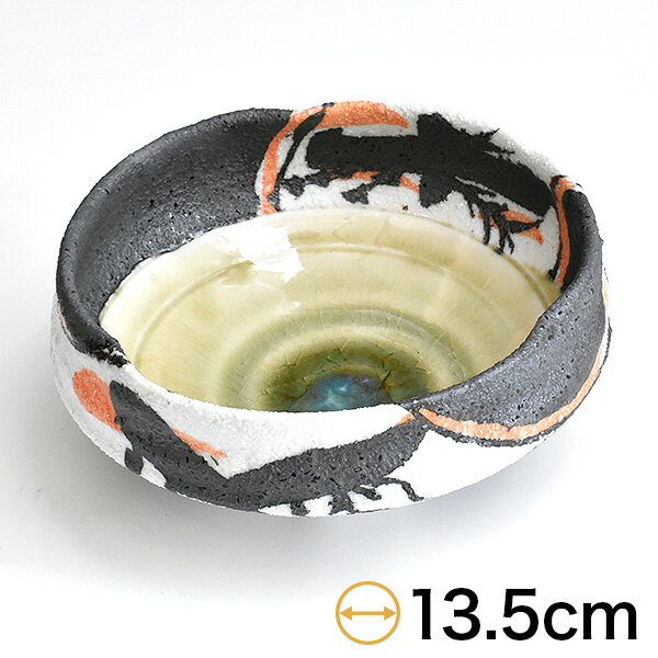 中鉢 弥七田三ツ押向付 約13.5cm 黒系 和食器 向付 日本製 美濃焼 業務用 中鉢 刺身鉢 28-029-028-ka