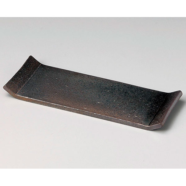 炭化スクエアー長角30プレート 約30.5cm 黒系 和食器 細長大皿 日本製 美濃焼 業務用 28-134-158-ka