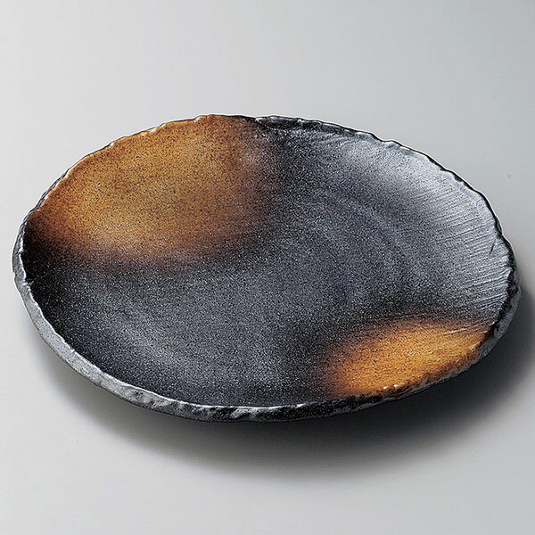 Rakuten - 黒備前金茶吹8.0丸皿 約25cm 黒系 和食器 丸中皿 業務用 29-203-079-ya