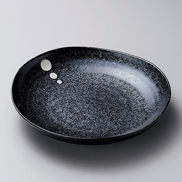 樂天商城 - ドット黒三角6.0皿 約19cm 黒系 和食器 丸中皿 業務用 29-207-249-ya
