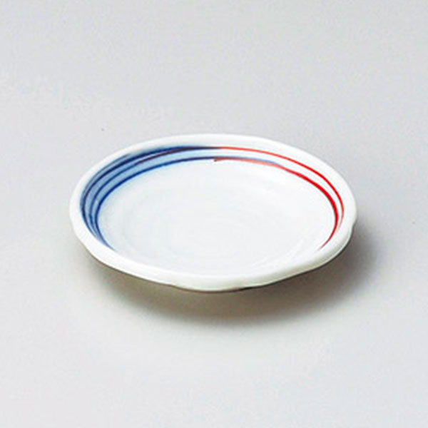 Mino Ware - 二色刷毛玉渕3.0皿 約9cm 白系 和食器 小皿 日本製 美濃焼 業務用 取り皿 豆皿 プチ皿 プレート デザート皿 しょうゆ皿 スパイス皿 和皿 和食屋 29-231-509-mi