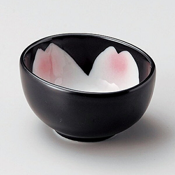 Rakuten - 黒釉桜花楕円小鉢 約9.6cm 黒系 和食器 小付 日本製 美濃焼 業務用 29-082-219-mi