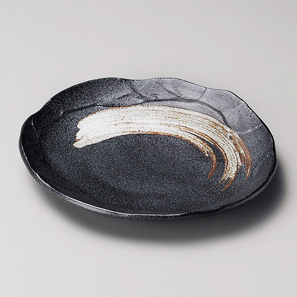 栗色刷毛目塗り壁銘々皿 約17.5cm 黒系 茶系 和食器 フルーツ皿・銘々皿・取皿 日本製 美濃焼 業務用 取り皿 プレート 中皿 和皿 デザート皿 和風カフェ 旅館 飲食店 和食屋 レストラン 28-222-088-i