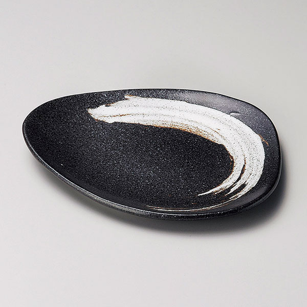 栗色刷毛目マロン銘々皿 約17.6cm 白系 黒系 和食器 フルーツ皿・銘々皿・取皿 日本製 美濃焼 業務用 取り皿 プレート 中皿 和皿 デザート皿 29-218-219-i