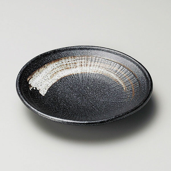 栗色刷毛目葵5.0皿 約16.3cm 白系 黒系 和食器 フルーツ皿・銘々皿・取皿 日本製 美濃焼 業務用 取り皿 プレート 中皿 和皿 デザート皿 29-220-099-i