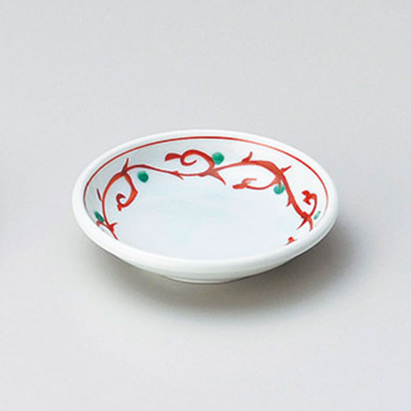 Mino Ware - 赤唐草玉渕30皿 約9.7cm 白系 和食器 小皿 日本製 美濃焼 業務用 取り皿 豆皿 プチ皿 プレート デザート皿 しょうゆ皿 スパイス皿 和皿 和食屋 29-231-119-mi