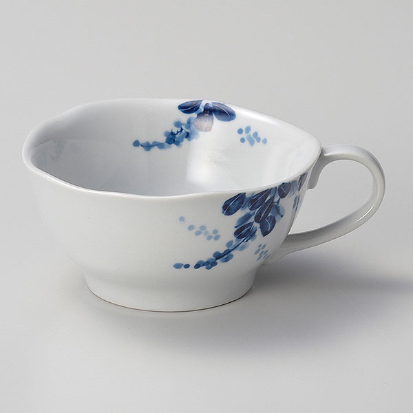 手描萩 ティーカップ 碗のみ 約12.4cm 青系 和食器 珈琲碗・碗皿 日本製 美濃焼 業務用 コーヒーカップ ティーカップ 珈琲 紅茶 おしゃれ カップ＆ソーサー コーヒー カフェ風 28-609-038-o