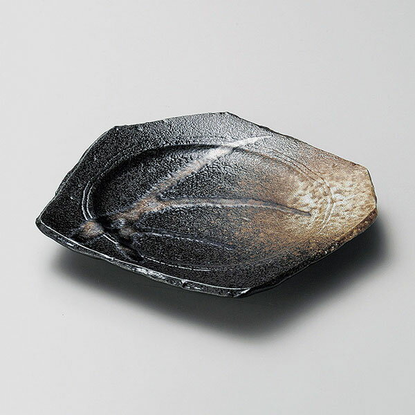 金彩すすきちぎり取皿 約16.3cm 黒系 和食器 フルーツ皿・銘々皿・取皿 日本製 美濃焼 業務用 取り皿 プレート 中皿 和皿 デザート皿 和風カフェ 旅館 飲食店 和食屋 レストラン 28-217-048-taのサムネイル