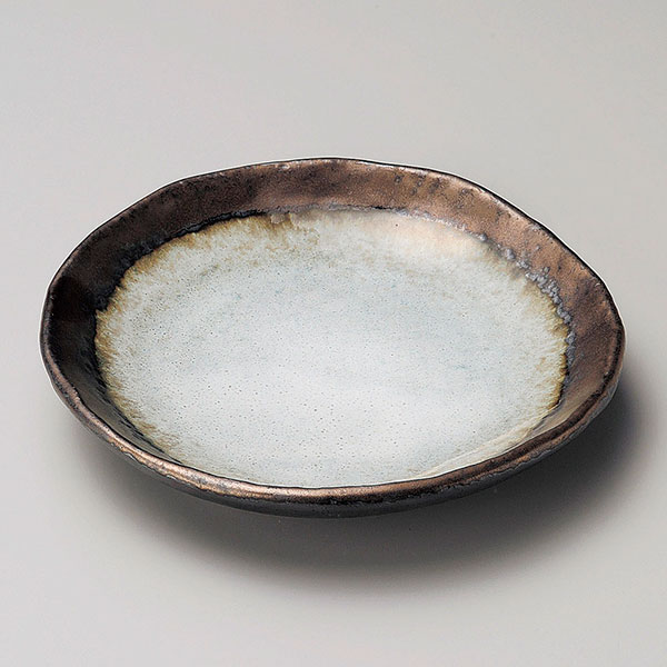 金彩雲5.0丸皿 約17cm 茶系 和食器 フルーツ皿・銘々皿・取皿 日本製 美濃焼 業務用 取り皿 プレート 中皿 和皿 デザート皿 和風カフェ 旅館 飲食店 和食屋 レストラン 28-224-168-i