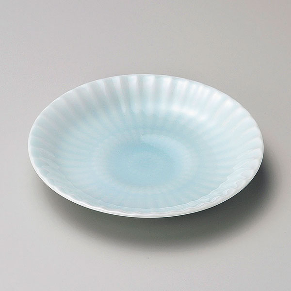 青白磁菊5.0皿 約14.7cm 青系 和食器 フルーツ皿・銘々皿・取皿 日本製 美濃焼 業務用 取り皿 プレート..