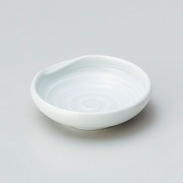 Mino Ware - 青磁箸置深口2.8 約8.3cm 白系 和食器 小皿 日本製 美濃焼 業務用 取り皿 豆皿 プチ皿 プレート デザート皿 しょうゆ皿 スパイス皿 和皿 和食屋 29-232-579-to