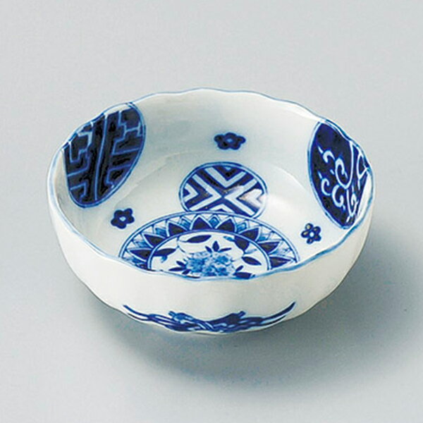 乐天商城 - 小鉢 藍丸紋菊型3.5鉢 約10.5cm 白系 和食器 松花堂 日本製 美濃焼 業務用 2松花堂弁当 懐石弁当 和 和食 和物 おもてなし料理 29-103-299-ka