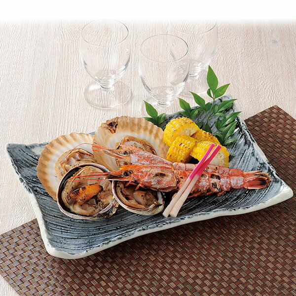 呉須刷毛 枯山水 26cm角皿 小 約26cm 青系 和食器 長角大皿 日本製 美濃焼 業務用 角皿 プレート 大皿 盛皿 刺身 オードブル 盛り合わせ 旅館 飲食店 和食屋 レストラン 28-159-078-wa51