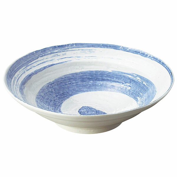 Large Bowl - 白玉粉引 青刷毛渦 尺鉢 約31cm 白系 和食器 大鉢 業務用 大鉢 煮物 サラダボウル 丼 どんぶり 麺鉢 大きな鉢 おしゃれ 食器 29-240-059-wa51