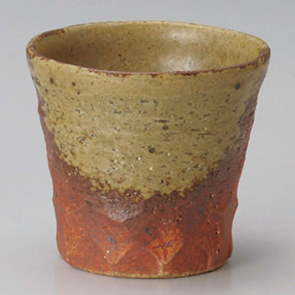 黄瀬戸吹き面取カップ 約250cc 茶系 和食器 ロックカップ 日本製 美濃焼 業務用 タンブラー ロックカップ コップ カップ 焼酎グラス アイスコーヒー 酒...