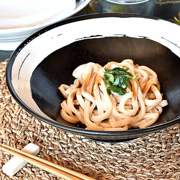 乐天商城 - 極刷毛 黒 8.0麺鉢 約24.8cm 黒系 和食器 めん皿・パスタ皿・カレー皿 麺皿 冷やし中華 業務用 29-302-039-ka