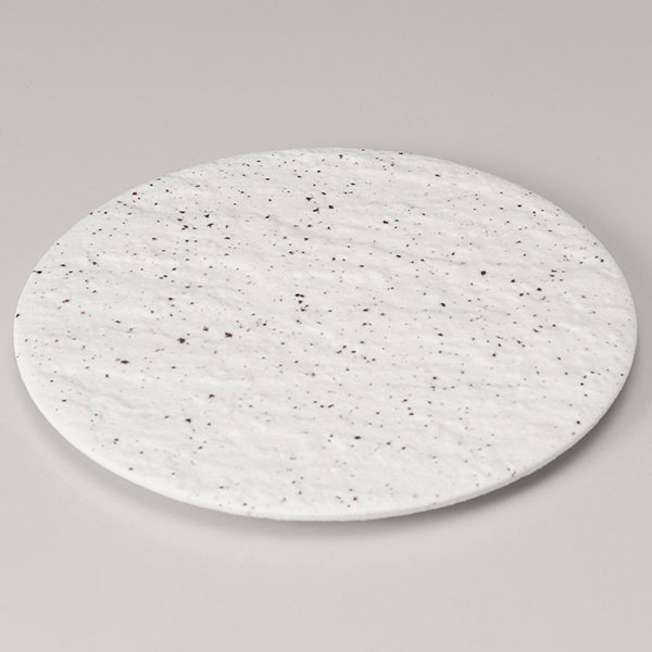 花崗岩丸プレート 約25cm 白系 和食器 丸中皿 日本製 業務用 28-207-038-a