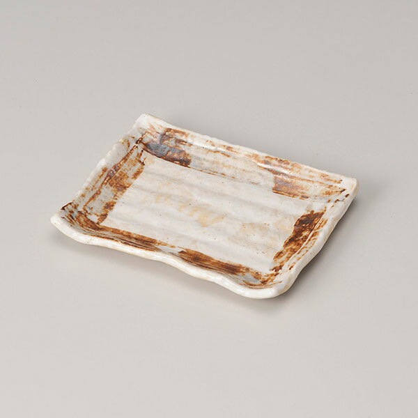 志野 渕波長角銘々皿 約15.8cm 和食器 フルーツ皿・銘々皿・取皿 日本製 美濃焼 業務用 取り皿 プレート 中皿 和皿 デザート皿 和風カフェ 旅館 29-219-159-ro