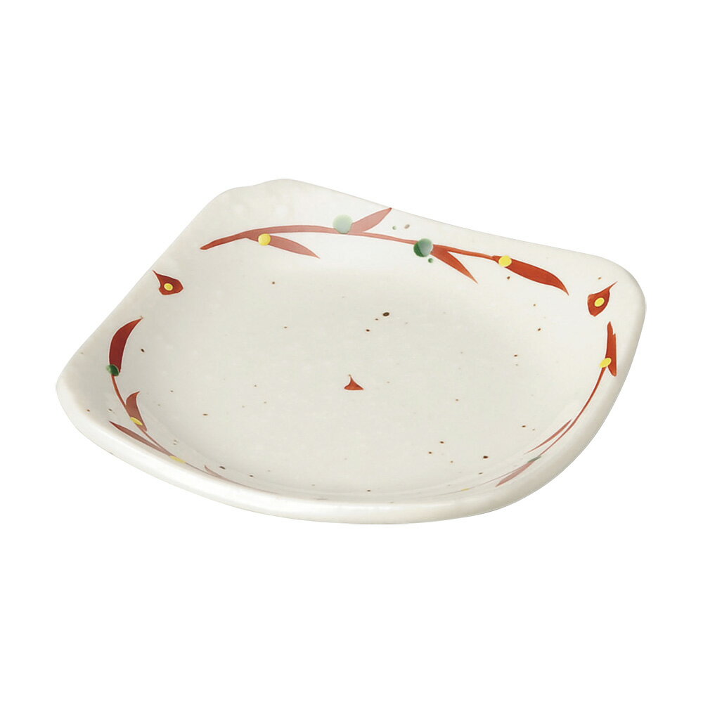 Mino Ware - 錦笹 四角3.5皿 約9.6cm 白系 和食器 小皿 日本製 美濃焼 業務用 取り皿 豆皿 プチ皿 プレート デザート皿 しょうゆ皿 スパイス皿 和皿 和食屋 29-229-459-ya