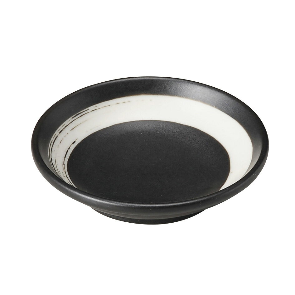Mino Ware - 黒刷毛2.8玉渕小皿 約9cm 黒系 和食器 小皿 日本製 美濃焼 業務用 取り皿 豆皿 プチ皿 プレート デザート皿 しょうゆ皿 スパイス皿 和皿 和食屋 29-232-309-ho