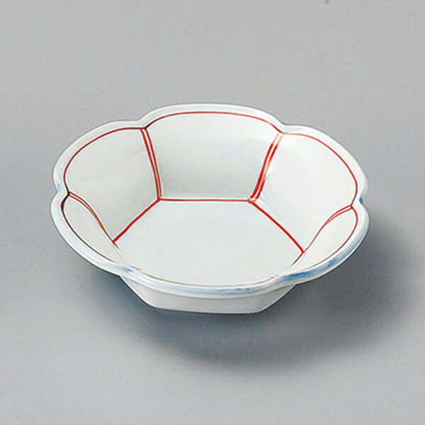 Mino Ware - 小鉢 赤筋入六ツ山 約11cm 白系 和食器 松花堂 日本製 美濃焼 業務用 松花堂弁当 懐石弁当 和 和食 和物 おもてなし料理 29-101-149-ka