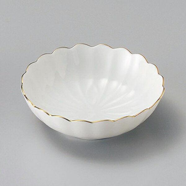 小鉢 渕金花型小鉢 白 約11.2cm 白系 和食器 松花堂 日本製 美濃焼 業務用 煮物 和え物 酢の物 季節の料理 旅館 飲食店 レストラン 28-096-258-tu