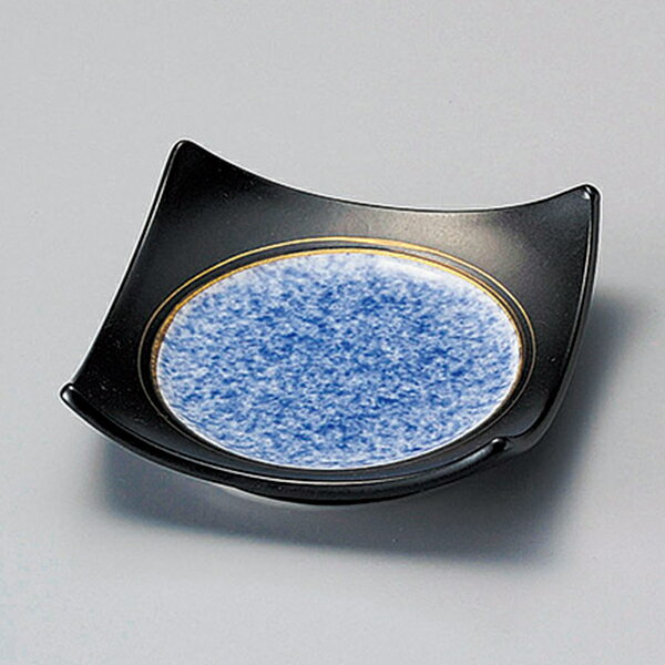Mino Ware - 小鉢 黒釉吹墨四方上り皿 約11cm 黒系 和食器 松花堂 日本製 美濃焼 業務用 黒 吹き墨 金ライン 松花堂弁当 懐石弁当 和 和食 和物 29-100-079-ka