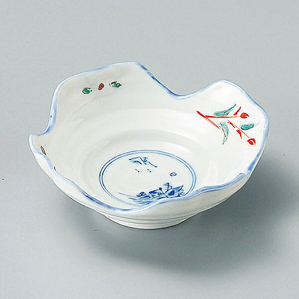 Mino Ware - 小鉢 赤絵京山水四ツ山鉢 約11.9cm 白系 和食器 松花堂 日本製 美濃焼 業務用 松花堂弁当 懐石弁当 和 和食 和物 おもてなし料理 29-101-069-ka