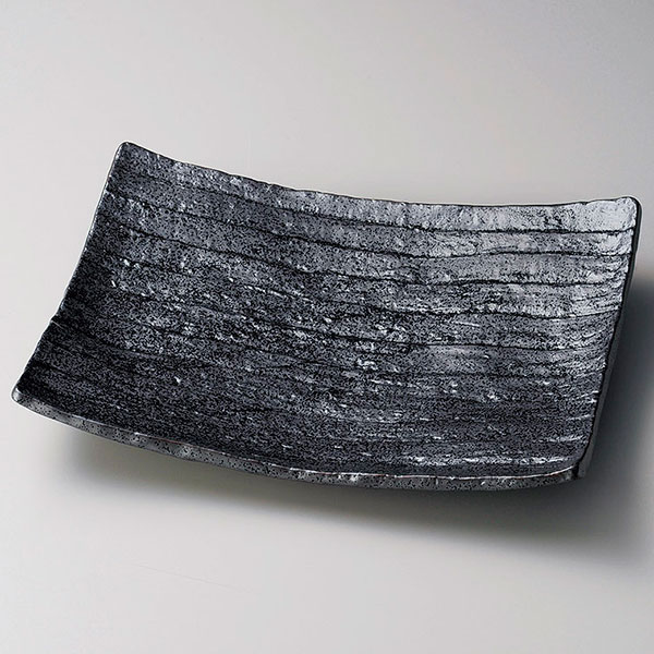南蛮長角盛皿 大 約35cm 黒系 和食器 長角大皿 日本製 美濃焼 業務用 28-161-138-ka