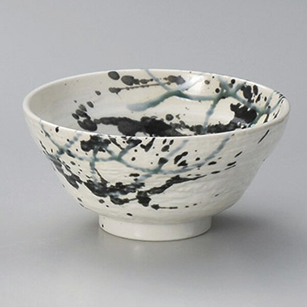 Bowls - 粉引墨吹5.0丼 約15.5cm 白系 黒系 和食器 多用丼 日本製 美濃焼 業務用 29-326-109-yu