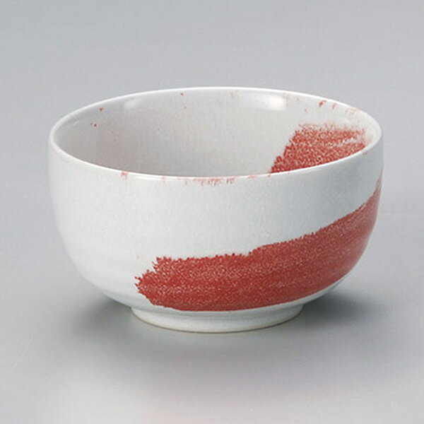赤刷毛多用碗 約12.8cm 白系 赤系 和